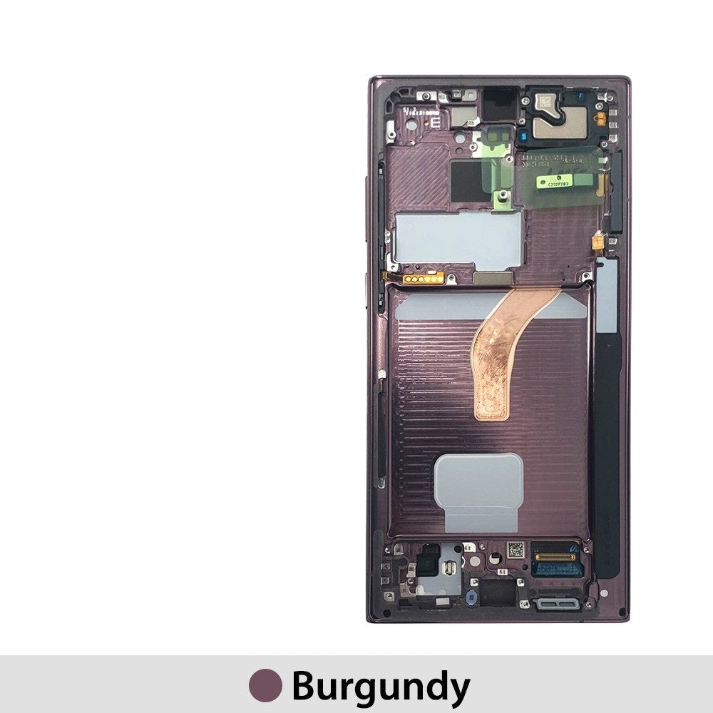 Samsung Galaxy S22 Ultra 5G S908B OLED Screen Replacement Digitizer with Frame-Burgundy Samsung Galaxy S22 Ultra 5G S908B OLED Screen Replacement Digitizer with Frame-Burgundy
